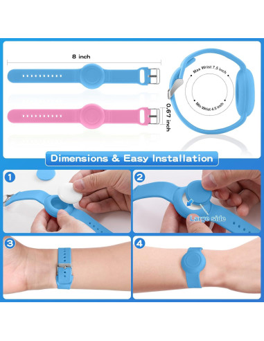 Pulsera Impermeable Ajustable AGMZ para AirTag Niños 2 Pzas