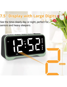 Reloj Despertador Vibrante ROCAM 7.5" Digital Verde 2