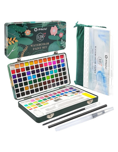 Juego de Pintura Acuarela Artecho 128 Colores con Accesorios