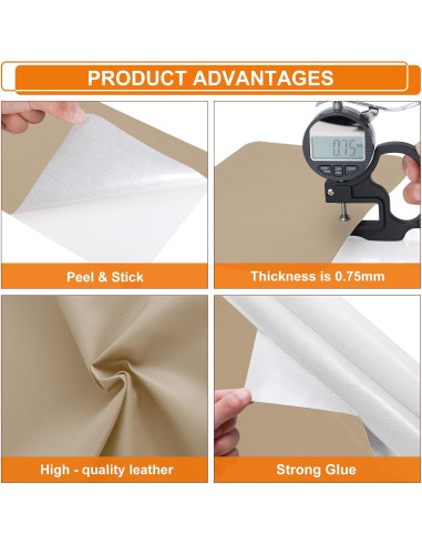 Cinta de Reparación de Cuero Autoadhesiva Cahomo 40x150 cm Beige