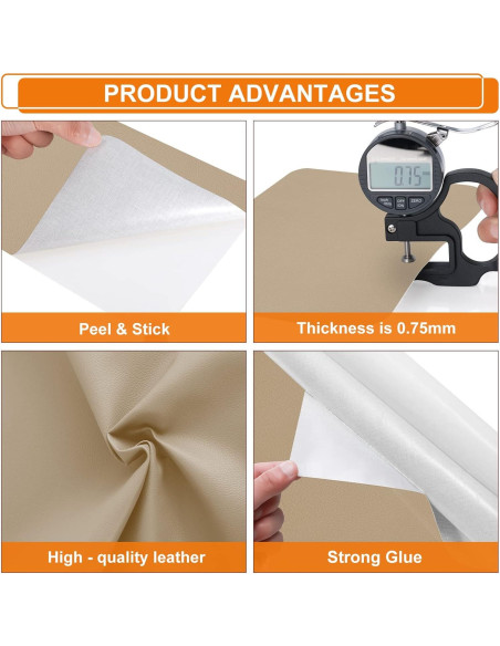 Cinta de Reparación de Cuero Autoadhesiva Cahomo 40x150 cm Beige