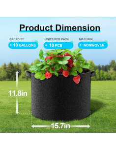 Bolsas de Cultivo de Tela Land Guard 10 Galones Paquete de 10 2