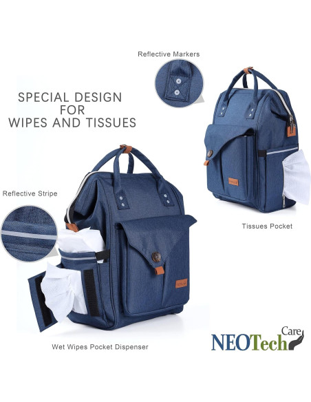 Mochila de Pañales NeoTech Care Azul 28L con Cambiador