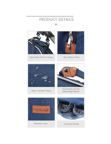 Mochila de Pañales NeoTech Care Azul 28L con Cambiador