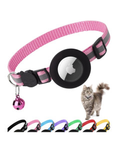 Collar Reflectante para Gato Dgerp con Soporte para AirTag Rosa