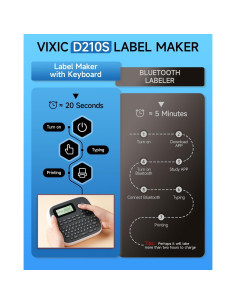 Etiquetadora Vixic D210S Portátil con Cinta Laminada 12mm 2
