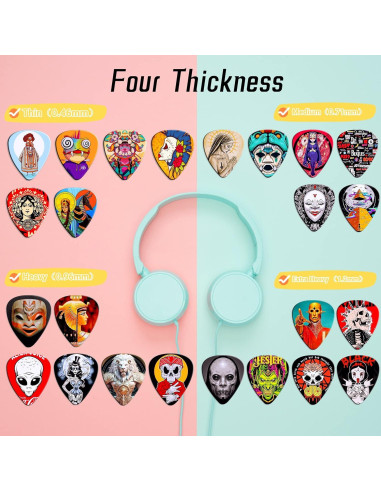 Paquete de 24 Púas de Guitarra Celuloide Variadas 0.46-1.2mm