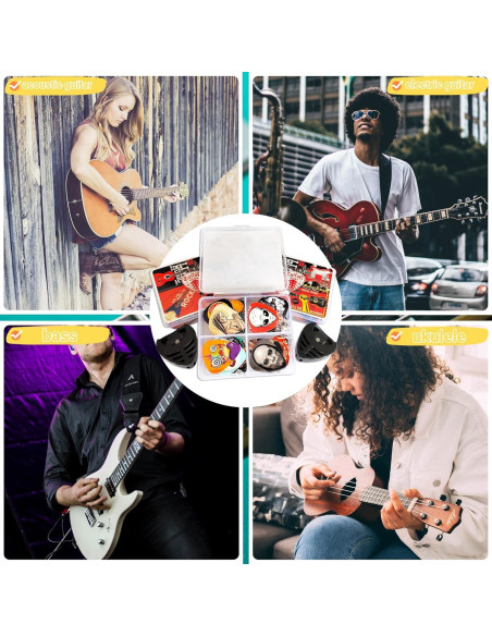 Paquete de 24 Púas de Guitarra Celuloide Variadas 0.46-1.2mm