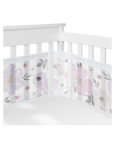 Forro de Cuna de Malla Sweet Jojo Designs 2 Piezas Floral Lavanda