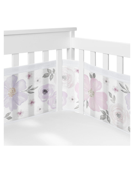 Forro de Cuna de Malla Sweet Jojo Designs 2 Piezas Floral Lavanda