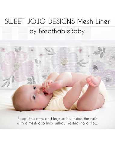 Forro de Cuna de Malla Sweet Jojo Designs 2 Piezas Floral Lavanda
