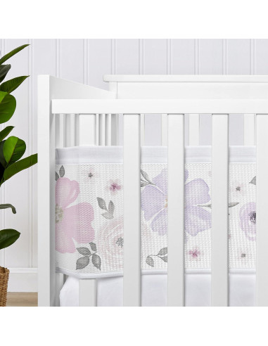 Forro de Cuna de Malla Sweet Jojo Designs 2 Piezas Floral Lavanda