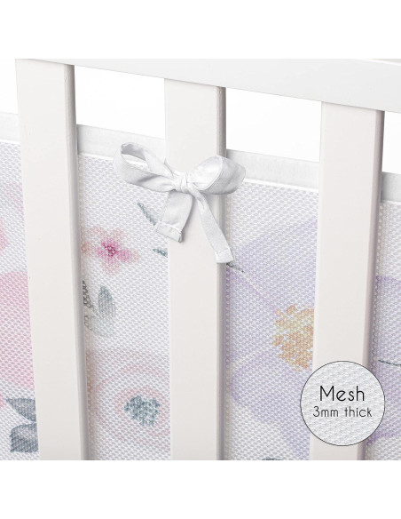 Forro de Cuna de Malla Sweet Jojo Designs 2 Piezas Floral Lavanda