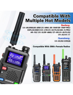 Antena de Walkie Talkie ABBREE SF-20 SMA-Femenino 7 cm 2