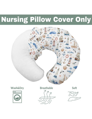 Funda de Almohada de Lactancia Nautical ZoUbqchY 55.88x45.72 cm