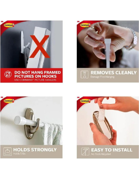 Ganchos de Plástico Grandes Command Niquel Cepillado 3 Unidades