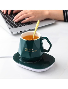 Calentador de café eléctrico Xingzixi con taza y cuchara 400ml 2