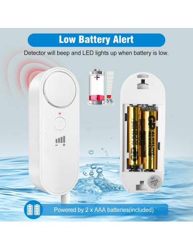 Detector de Nivel de Agua Daytech 3PC 100dB Alarma Inundación
