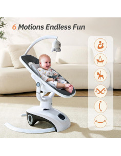 Columpio Eléctrico para Bebés VaVaSoo BY058 6 Movimientos 5 Velocidades 2