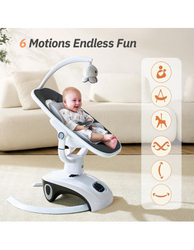 Columpio Eléctrico para Bebés VaVaSoo BY058 6 Movimientos 5 Velocidades