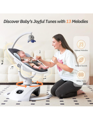 Columpio Eléctrico para Bebés VaVaSoo BY058 6 Movimientos 5 Velocidades