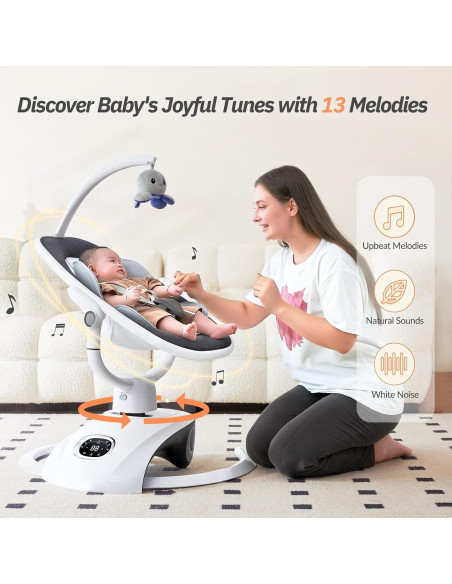 Columpio Eléctrico para Bebés VaVaSoo BY058 6 Movimientos 5 Velocidades