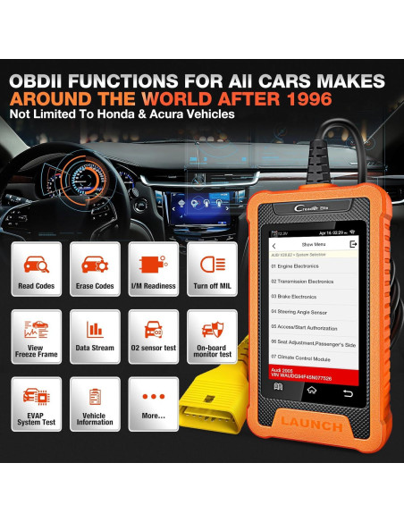 Escáner OBD2 LAUNCH Creader Elite 2025 para Honda Acura
