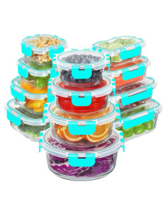 BAYZZ 24 Piezas Contenedores de Almacenamiento de Vidrio Verde