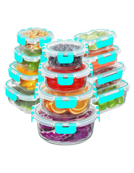 BAYZZ 24 Piezas Contenedores de Almacenamiento de Vidrio Verde