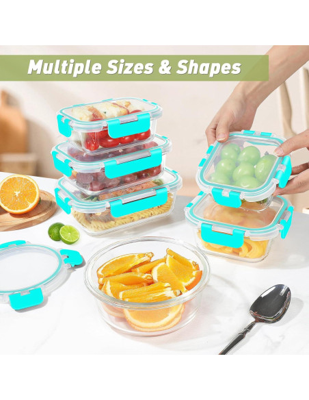 BAYZZ 24 Piezas Contenedores de Almacenamiento de Vidrio Verde