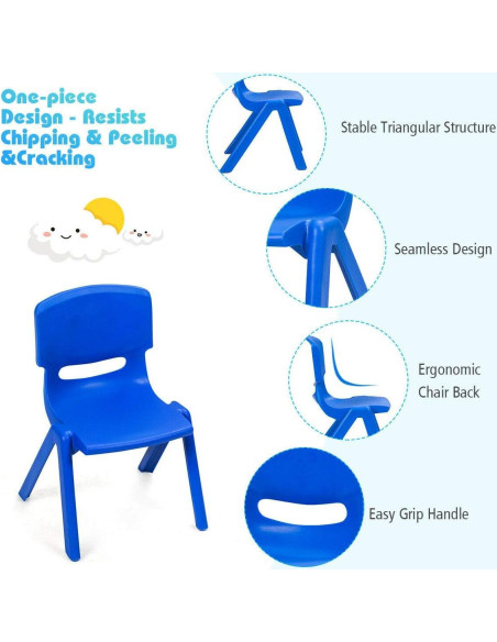 Sillas Apilables para Niños Costzon - Paquete de 6, Azul