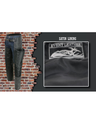 Chaps de Motocicleta de Cuero Event Biker EL1117 - Talla 8X