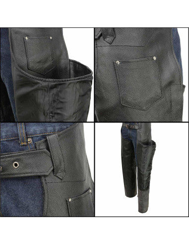 Chaps de Motocicleta de Cuero Event Biker EL1117 - Talla 8X
