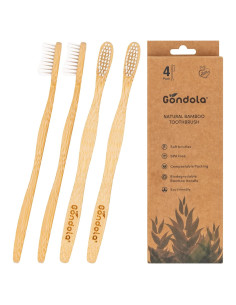 Cepillos de Dientes de Bambú Gondola - Adultos 4 Unidades