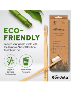 Cepillos de Dientes de Bambú Gondola - Adultos 4 Unidades 2