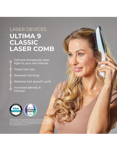 Peine Láser Hairmax Ultima 9 - Tratamiento Capilar Inalámbrico