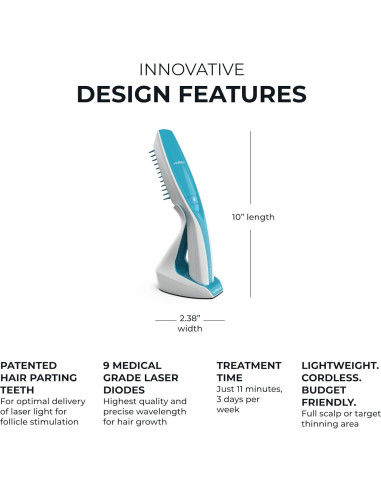 Peine Láser Hairmax Ultima 9 - Tratamiento Capilar Inalámbrico