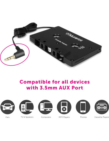 Receptor de Cinta de Audio Aluratek ACTA01F 3.5mm Universal