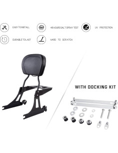 Respaldo Sissy Bar Kinglemc para Harley Dyna 2006-2017 Negro 2