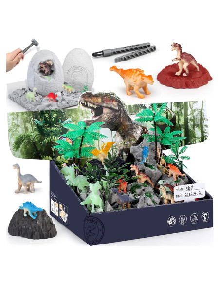 Kit Excavación Dinosaurios Jumbo Woumserta 2 Huevos 12 Figuras