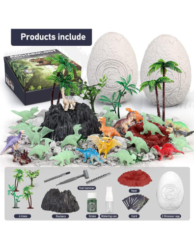Kit Excavación Dinosaurios Jumbo Woumserta 2 Huevos 12 Figuras