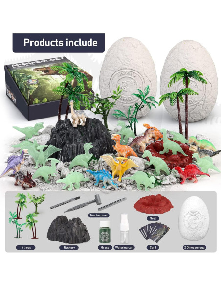 Kit Excavación Dinosaurios Jumbo Woumserta 2 Huevos 12 Figuras