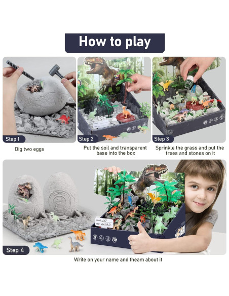 Kit Excavación Dinosaurios Jumbo Woumserta 2 Huevos 12 Figuras