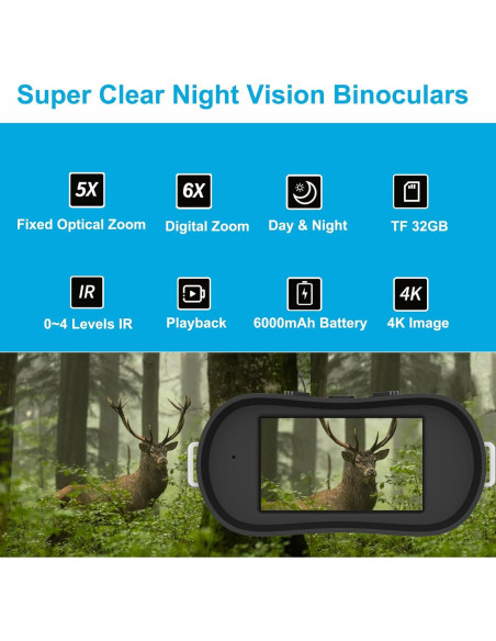 Binoculares de Visión Nocturna AUPABU 4K 6X Zoom Digital