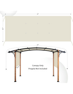 Cubierta de toldo de reemplazo Tngan 5.18x2.07m impermeable 2