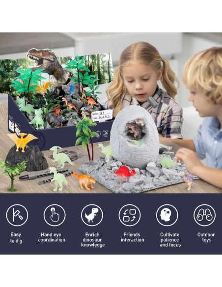 Kit Excavación Dinosaurios Jumbo Woumserta 2 Huevos 12 Figuras
