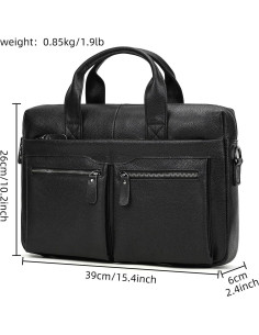 Maletín de Cuero para Laptop 15.6" Hombre - Vintage Negro 2