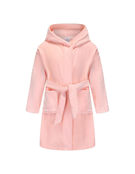 Bata de Baño con Capucha para Niños y Niñas - Algodón Rosa 2-14 Años