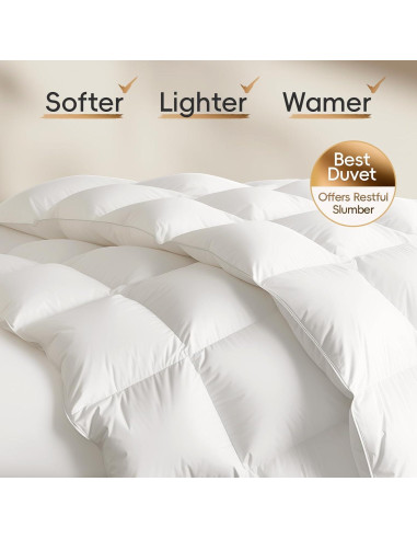 Edredón de Plumas de Ganso Wellos Reina 228x228 cm 900+ TC