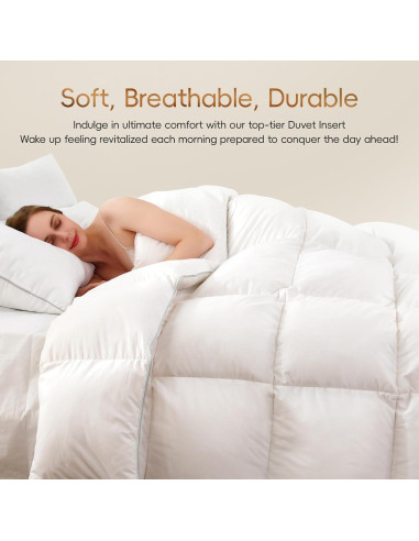 Edredón de Plumas de Ganso Wellos Reina 228x228 cm 900+ TC